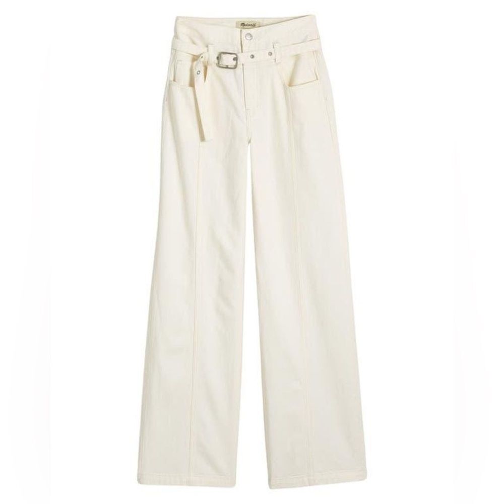 Madewell Belted Baggy Jeans in Vintage Canvas Ivory 31 NWOT